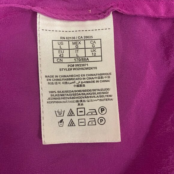 GUESS 100% Silk Magenta Sleeveless Button-Up Blouse – Size L - Picture 7 of 7